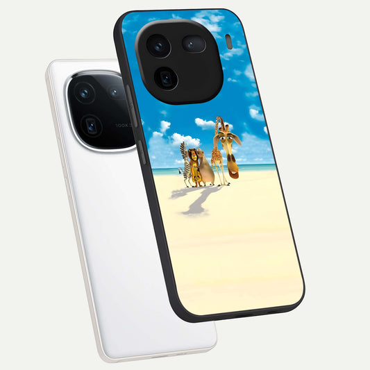  Tropical Fun Squad phone case For iQOO 12 5G showing premium glass back cover with detailed artwork