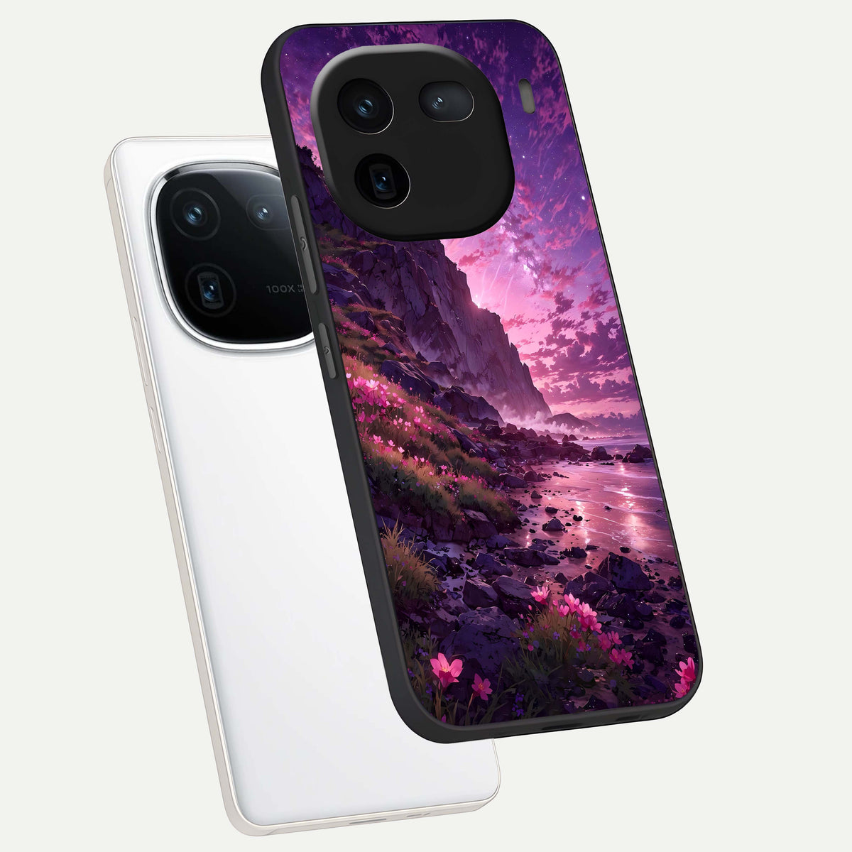  Twilight Blossom Coast phone case For iQOO 12 5G showing premium glass back cover with detailed artwork
