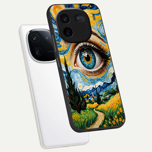  Van Gogh Eye phone case For iQOO 12 5G showing premium glass back cover with detailed artwork