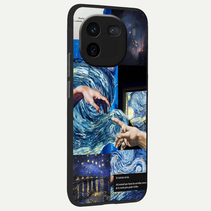  Aesthetic Vando Hands back cover For iQOO 12 5G slim fit glass case with vibrant aesthetic design