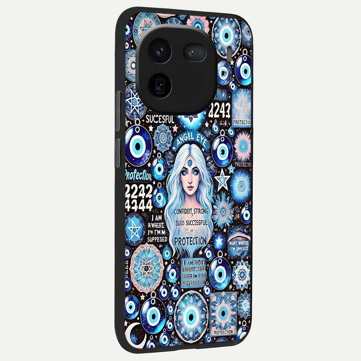  Angel Aura Shield back cover For iQOO 12 5G slim fit glass case with vibrant aesthetic design