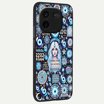  Angel Aura Shield back cover For iQOO 12 5G slim fit glass case with vibrant aesthetic design