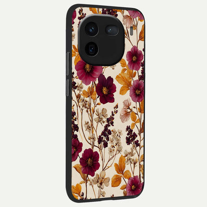  Autumn Wine Bloom back cover For iQOO 12 5G slim fit glass case with vibrant aesthetic design