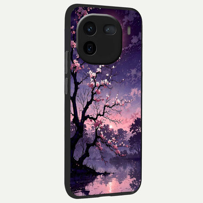  Blossom Pink Moon back cover For iQOO 12 5G slim fit glass case with vibrant aesthetic design