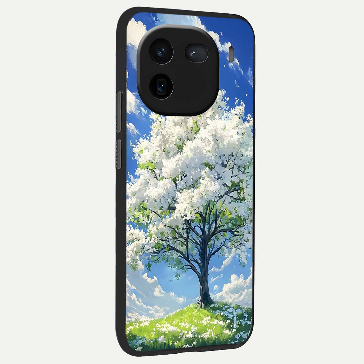  Blossom Sky Serenity back cover For iQOO 12 5G slim fit glass case with vibrant aesthetic design