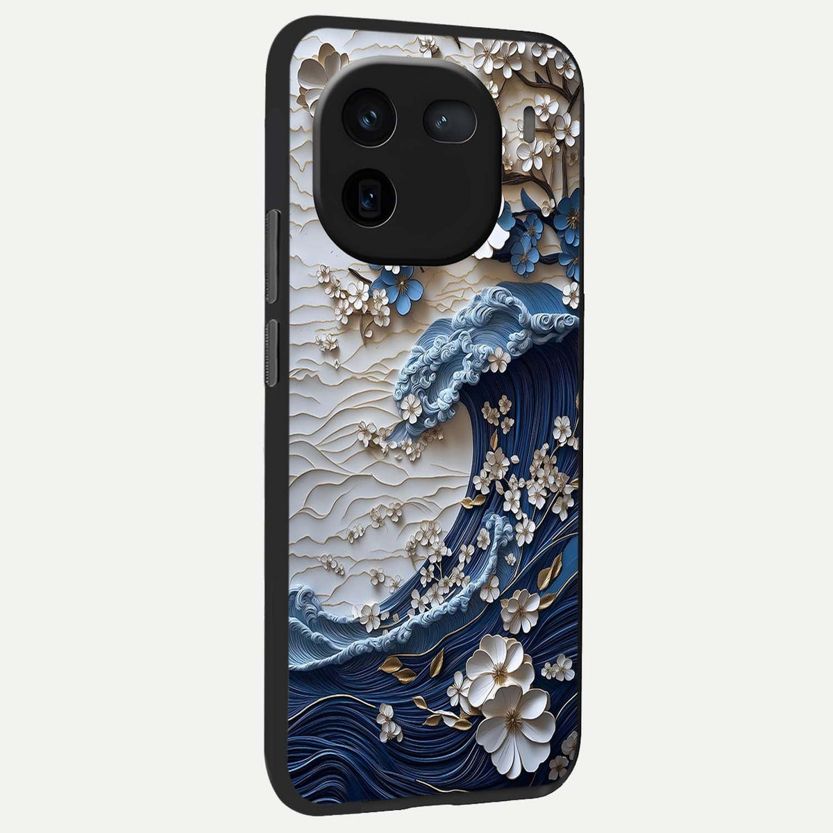  Blossom Wave Art back cover For iQOO 12 5G slim fit glass case with vibrant aesthetic design