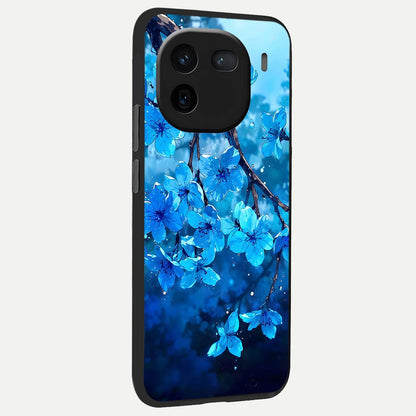  Blue Blossoms Branch back cover For iQOO 12 5G slim fit glass case with vibrant aesthetic design