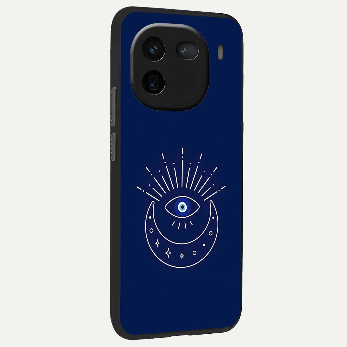  Blue Evil Eye back cover For iQOO 12 5G slim fit glass case with vibrant aesthetic design