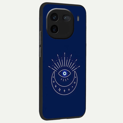 Blue Evil Eye back cover For iQOO 12 5G slim fit glass case with vibrant aesthetic design