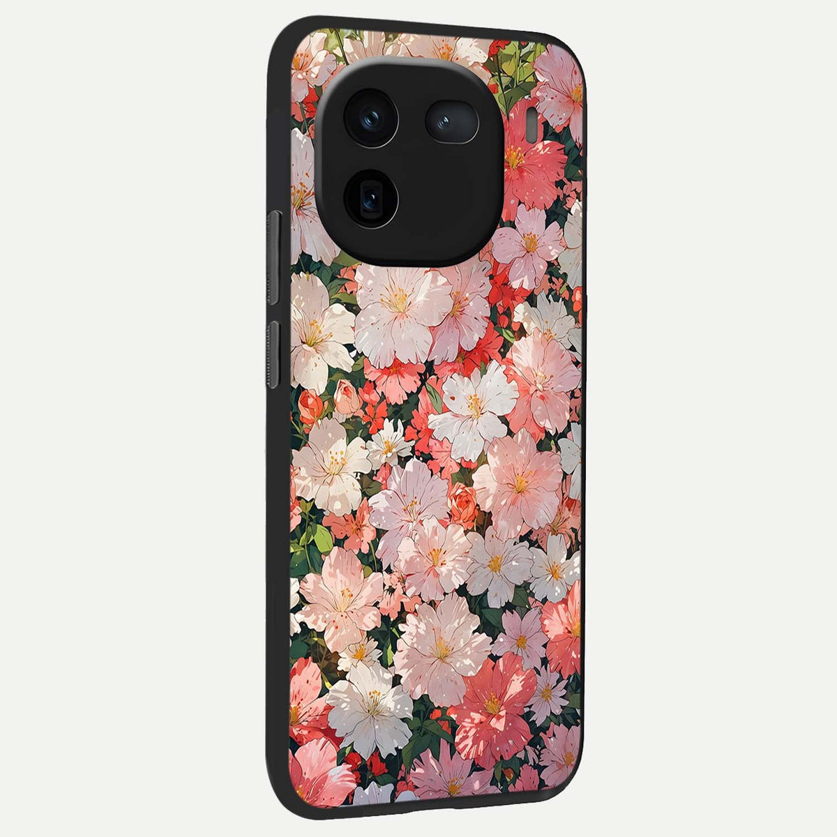  Blush Bloom Field back cover For iQOO 12 5G slim fit glass case with vibrant aesthetic design