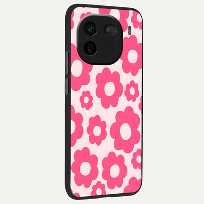  Blush Flower Pop back cover For iQOO 12 5G slim fit glass case with vibrant aesthetic design