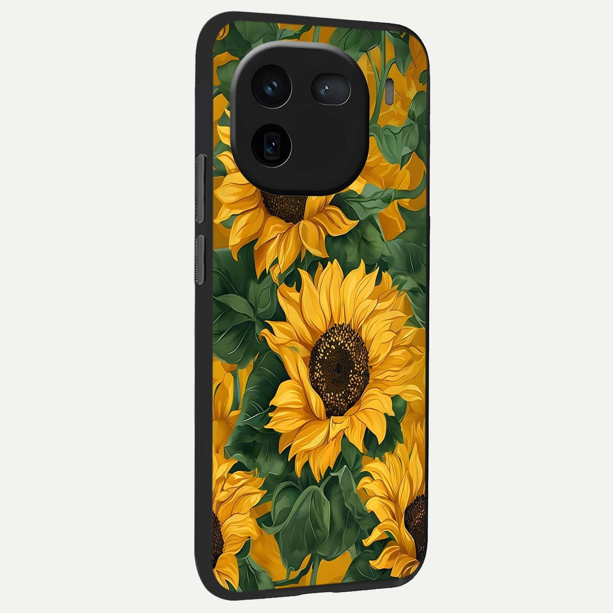  Bright Sunflower Bloom back cover For iQOO 12 5G slim fit glass case with vibrant aesthetic design