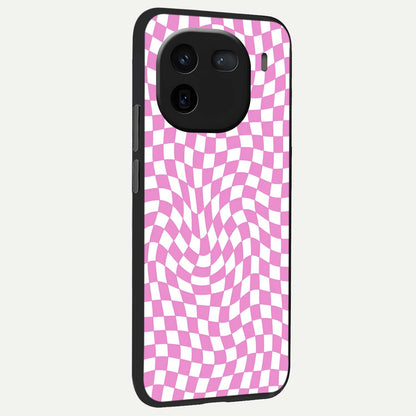  Bubblegum Check Wave back cover For iQOO 12 5G slim fit glass case with vibrant aesthetic design