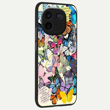  Butterflies Petal Dream back cover For iQOO 12 5G slim fit glass case with vibrant aesthetic design