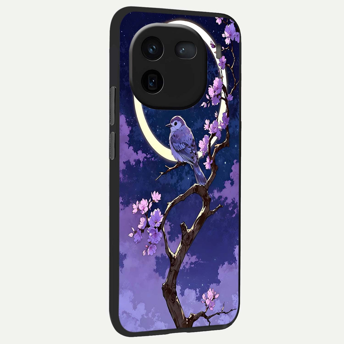  Celestial Bird Blossom back cover For iQOO 12 5G slim fit glass case with vibrant aesthetic design