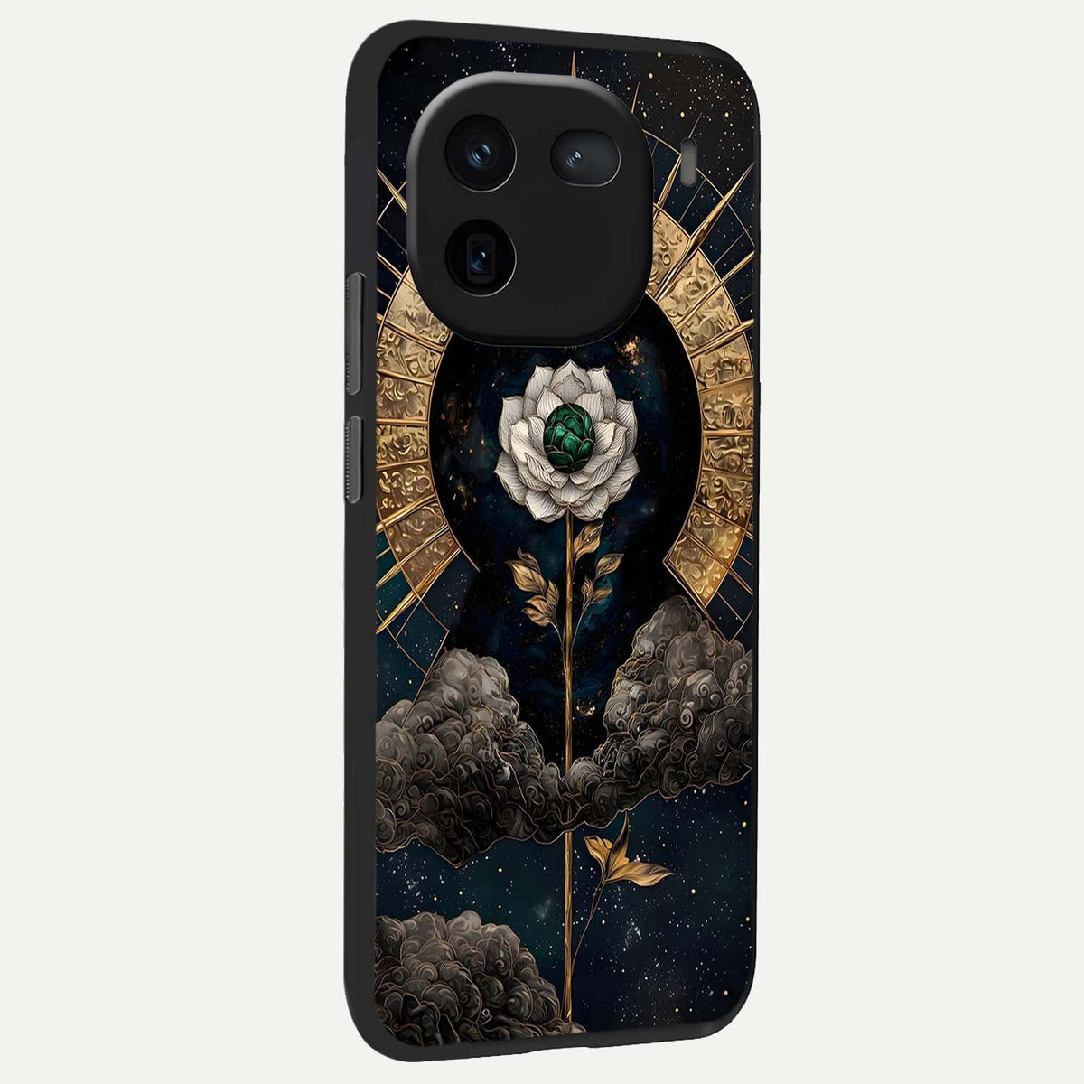  Celestial Lotus Morang back cover For iQOO 12 5G slim fit glass case with vibrant aesthetic design