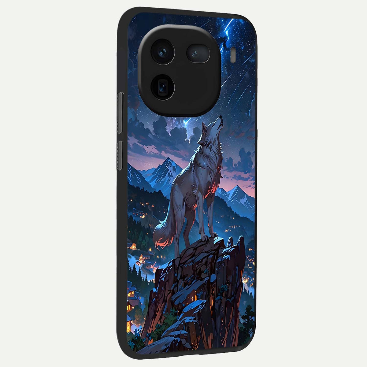 Celestial Wolf Howl back cover For iQOO 12 5G slim fit glass case with vibrant aesthetic design