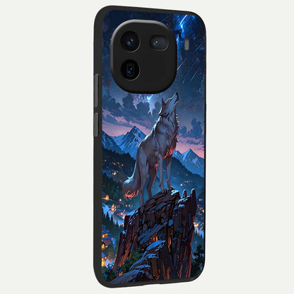  Celestial Wolf Howl back cover For iQOO 12 5G slim fit glass case with vibrant aesthetic design