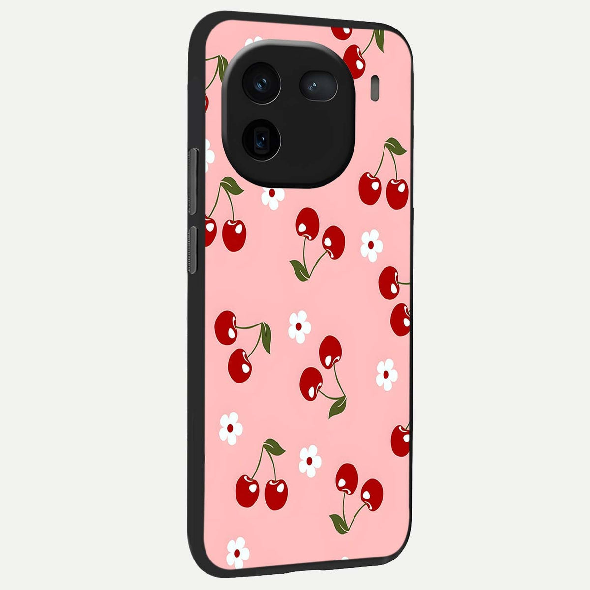  Cherry Love Mood back cover For iQOO 12 5G slim fit glass case with vibrant aesthetic design