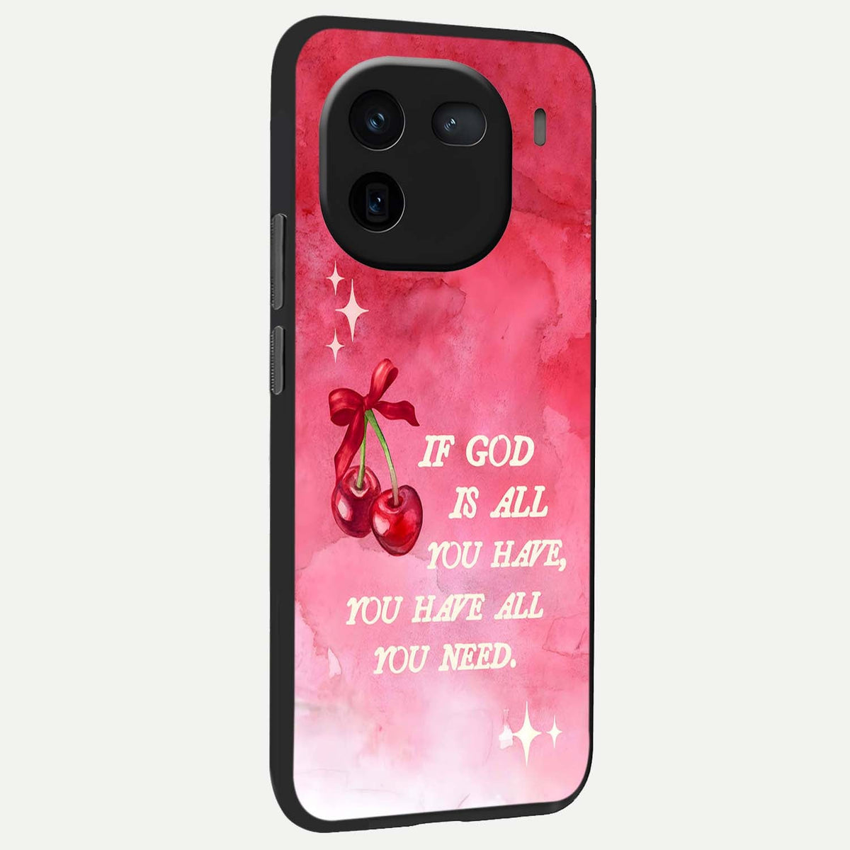  Cherry Quote back cover For iQOO 12 5G slim fit glass case with vibrant aesthetic design