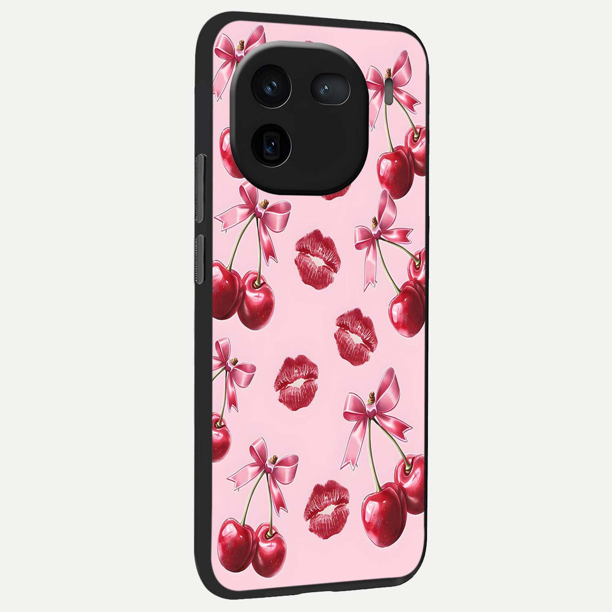  Cherry With Lips back cover For iQOO 12 5G slim fit glass case with vibrant aesthetic design