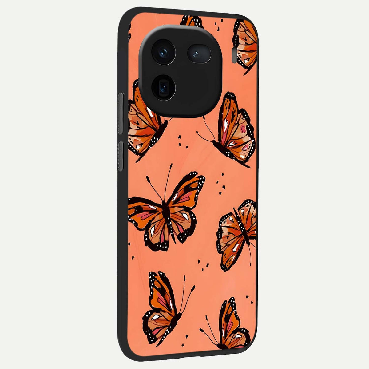  Coral Wing Butterfly back cover For iQOO 12 5G slim fit glass case with vibrant aesthetic design