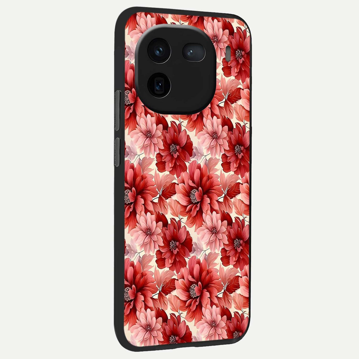  Crimson Love Petals back cover For iQOO 12 5G slim fit glass case with vibrant aesthetic design