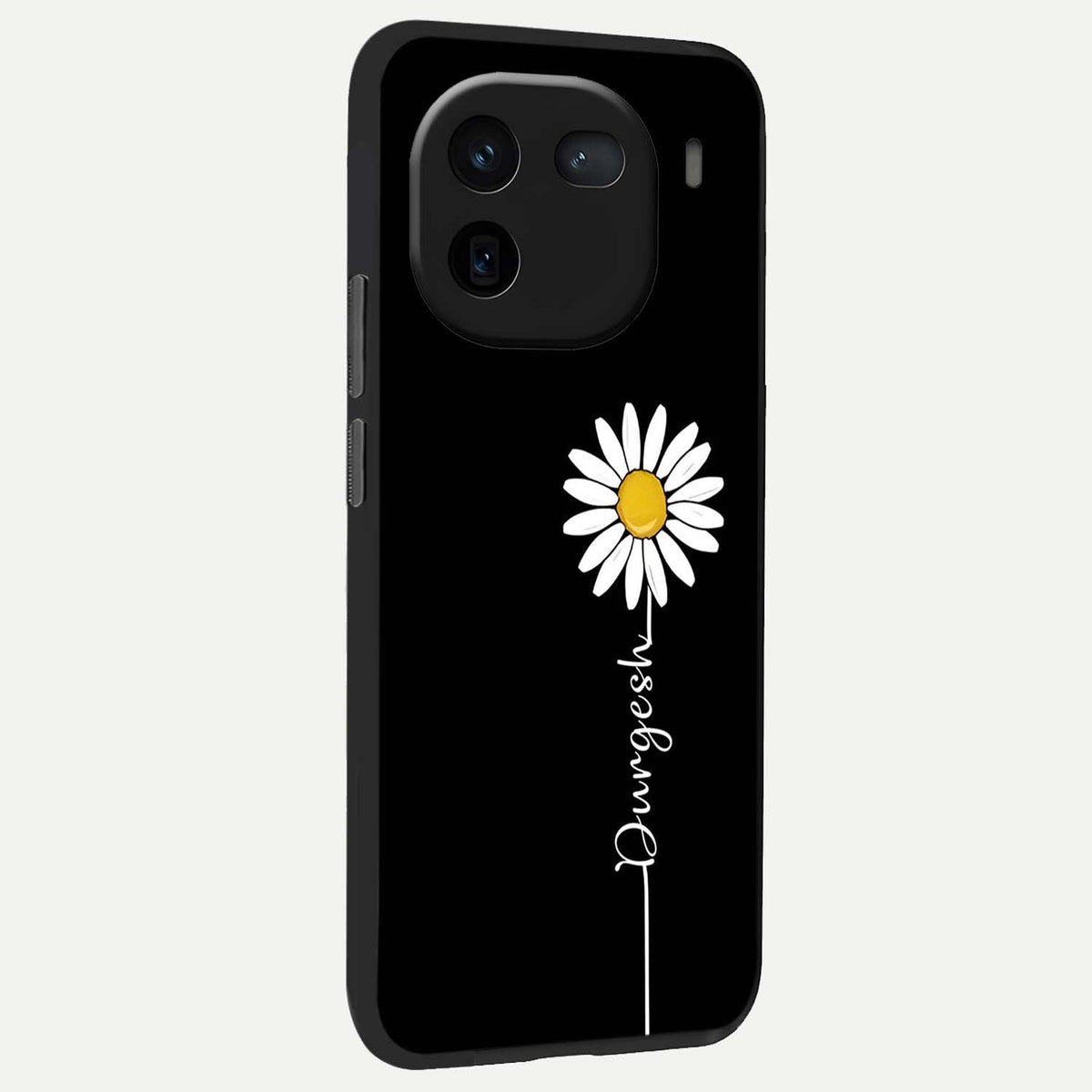  Custom Name White Flower back cover For iQOO 12 5G slim fit glass case with vibrant aesthetic design