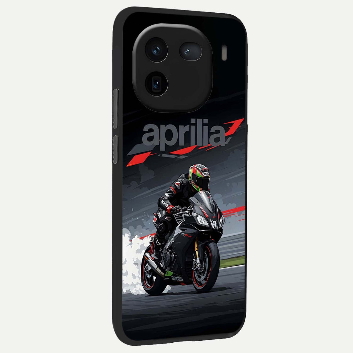  Dark Aprilla back cover For iQOO 12 5G slim fit glass case with vibrant aesthetic design