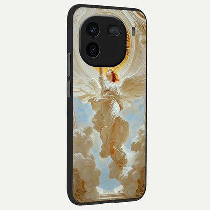  Divine Light Angel back cover For iQOO 12 5G slim fit glass case with vibrant aesthetic design