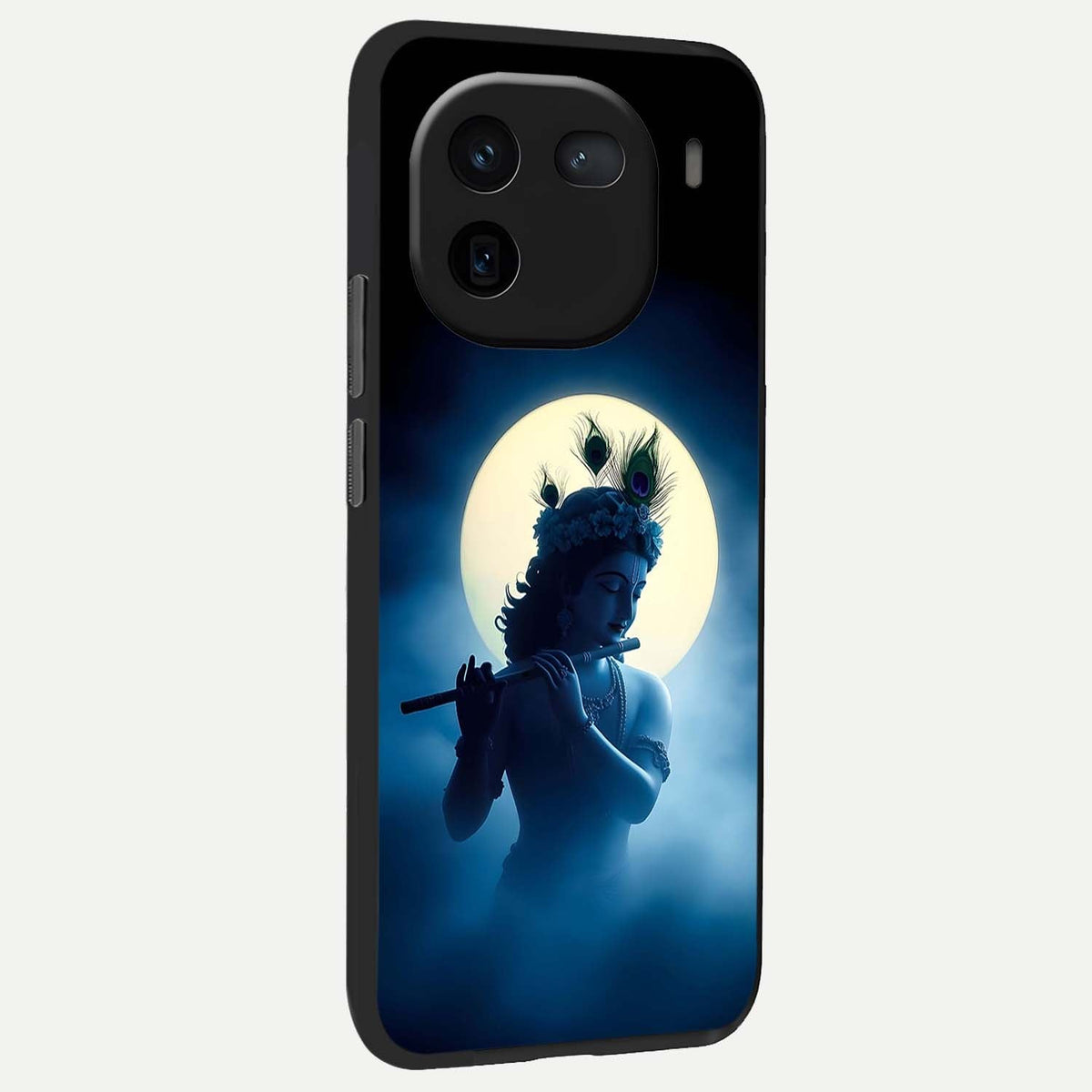  Divine Moon Flute back cover For iQOO 12 5G slim fit glass case with vibrant aesthetic design