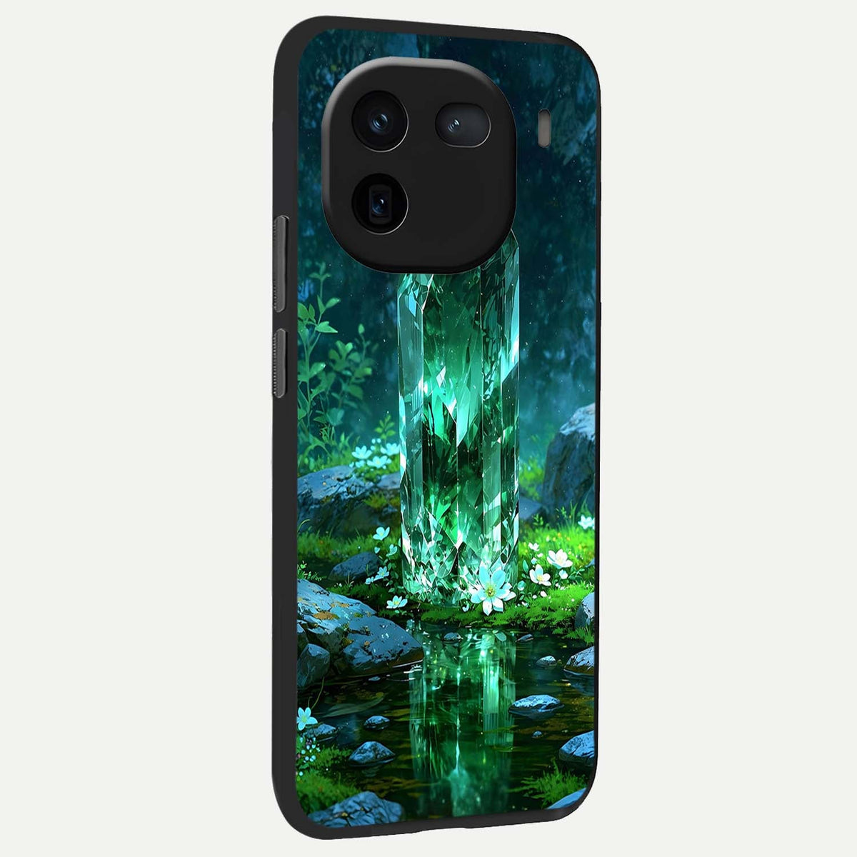  Emerald Light Crystal back cover For iQOO 12 5G slim fit glass case with vibrant aesthetic design