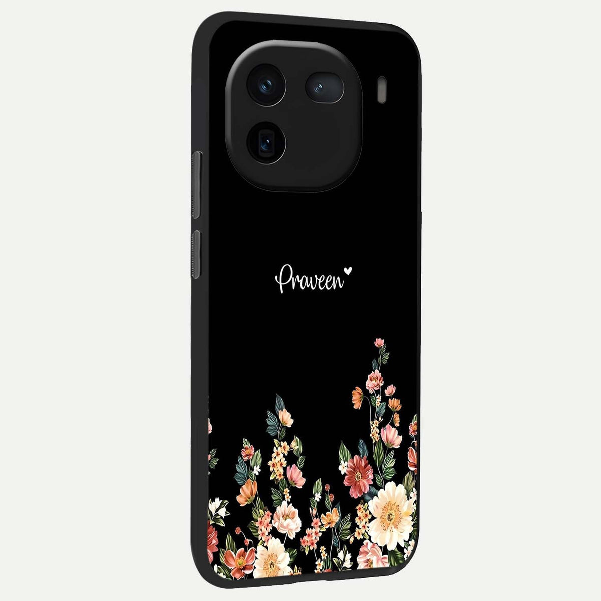  Floral Design Personalized Custom Name back cover For iQOO 12 5G slim fit glass case with vibrant aesthetic design