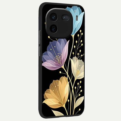  Flower Bloom Glow back cover For iQOO 12 5G slim fit glass case with vibrant aesthetic design