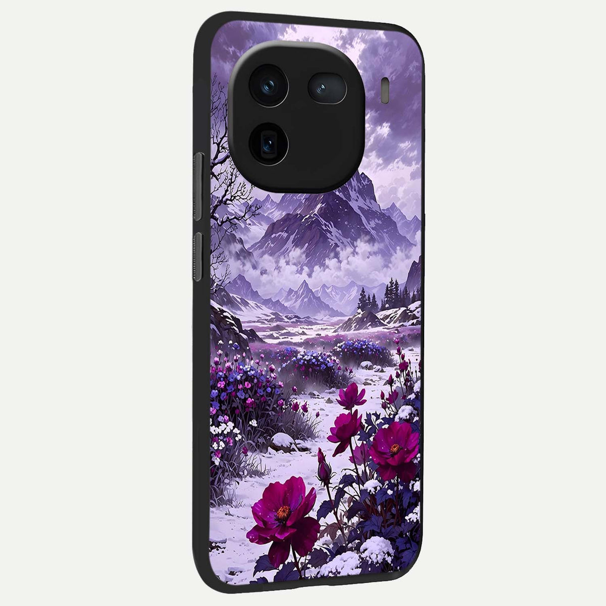  Flower Mountain View back cover For iQOO 12 5G slim fit glass case with vibrant aesthetic design