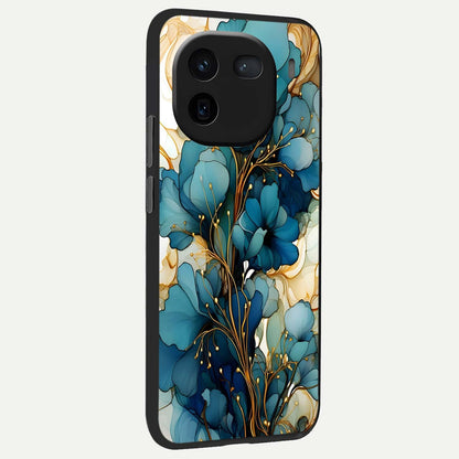  Golden Bloom Symphony back cover For iQOO 12 5G slim fit glass case with vibrant aesthetic design