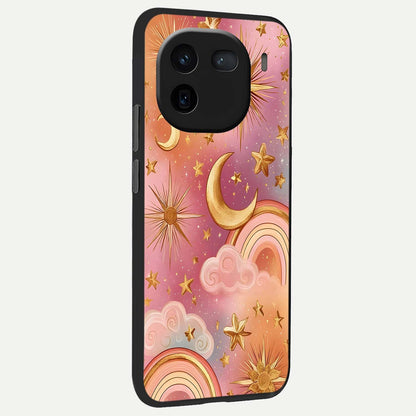  Golden Celestial Dreams back cover For iQOO 12 5G slim fit glass case with vibrant aesthetic design