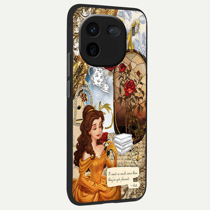  Golden Dream Belle back cover For iQOO 12 5G slim fit glass case with vibrant aesthetic design