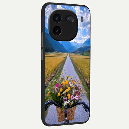  Golden Field Journey back cover For iQOO 12 5G slim fit glass case with vibrant aesthetic design