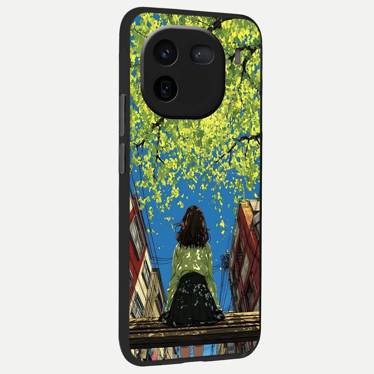  Golden Leaves Glow back cover For iQOO 12 5G slim fit glass case with vibrant aesthetic design