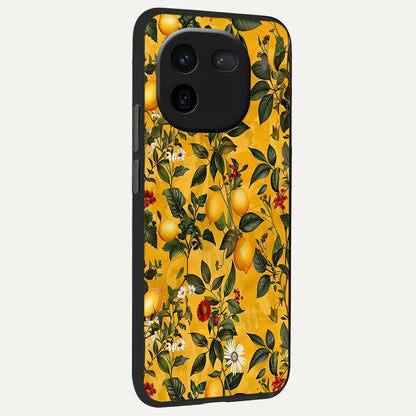  Golden Lemon Field back cover For iQOO 12 5G slim fit glass case with vibrant aesthetic design