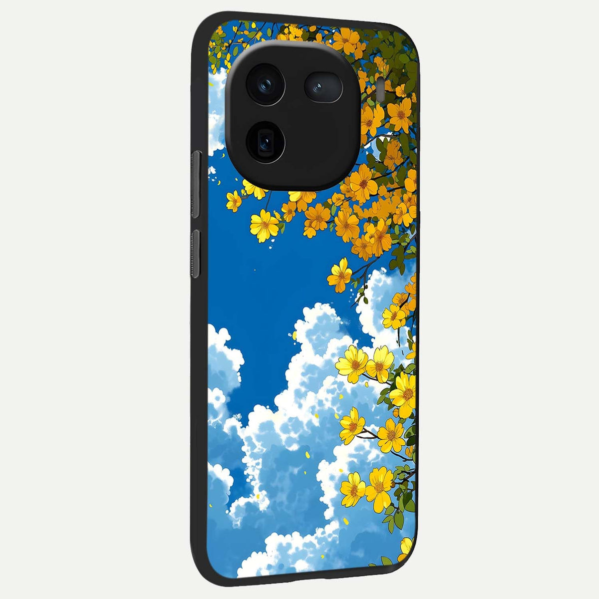  Golden Petal Sky back cover For iQOO 12 5G slim fit glass case with vibrant aesthetic design