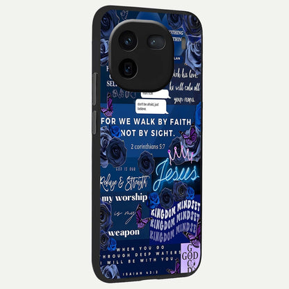  Kingdom Faith Glow back cover For iQOO 12 5G slim fit glass case with vibrant aesthetic design