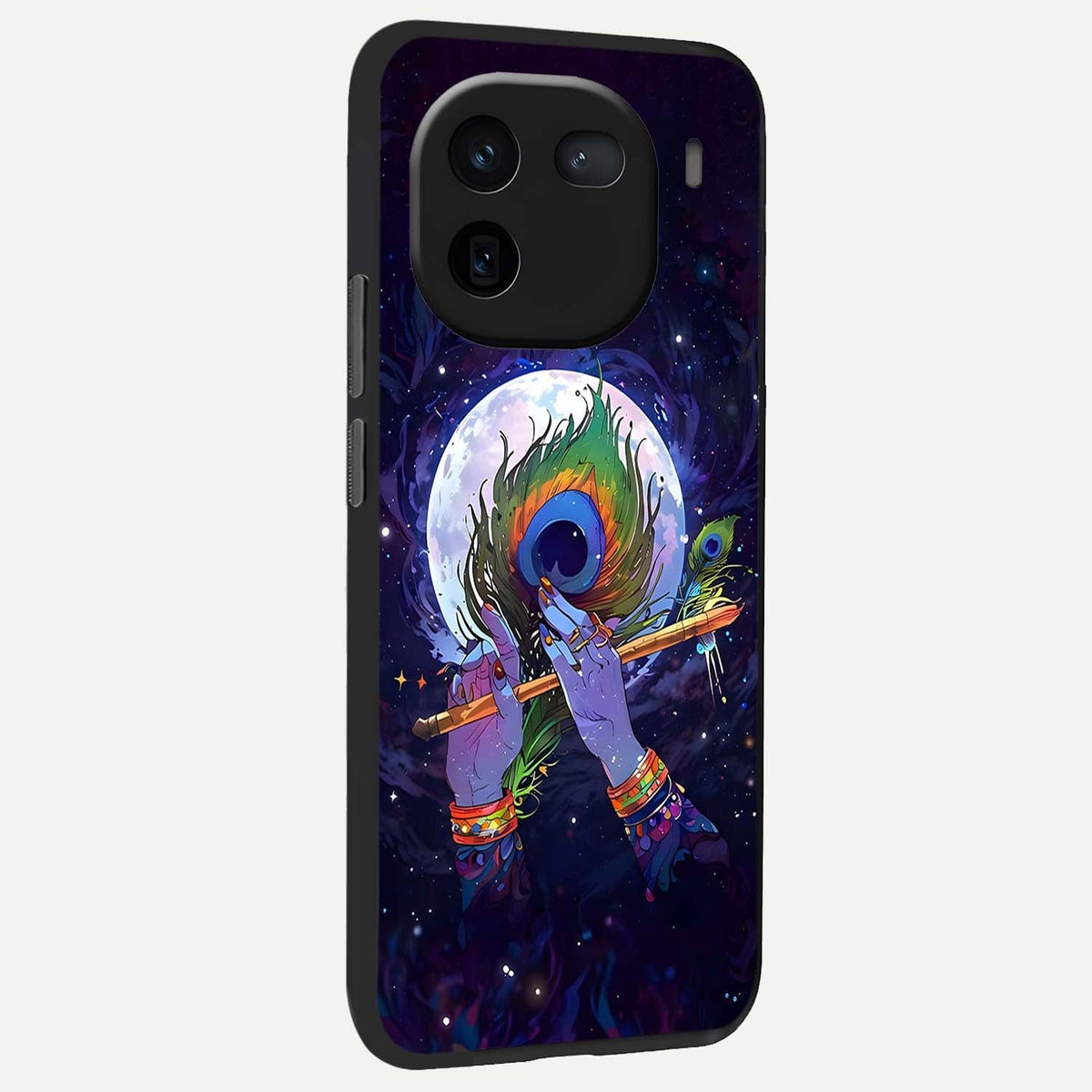  Krishna Hands Art back cover For iQOO 12 5G slim fit glass case with vibrant aesthetic design