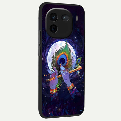  Krishna Hands Art back cover For iQOO 12 5G slim fit glass case with vibrant aesthetic design