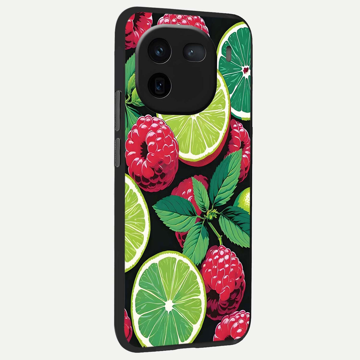  Lime and Raspberry Pattern back cover For iQOO 12 5G slim fit glass case with vibrant aesthetic design