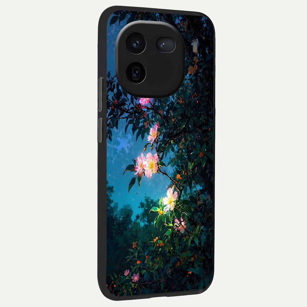  Midnight Bloom Glow back cover For iQOO 12 5G slim fit glass case with vibrant aesthetic design