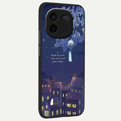  Moonlit Cat Silence back cover For iQOO 12 5G slim fit glass case with vibrant aesthetic design