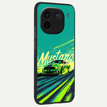  Mustang Bang back cover For iQOO 12 5G slim fit glass case with vibrant aesthetic design