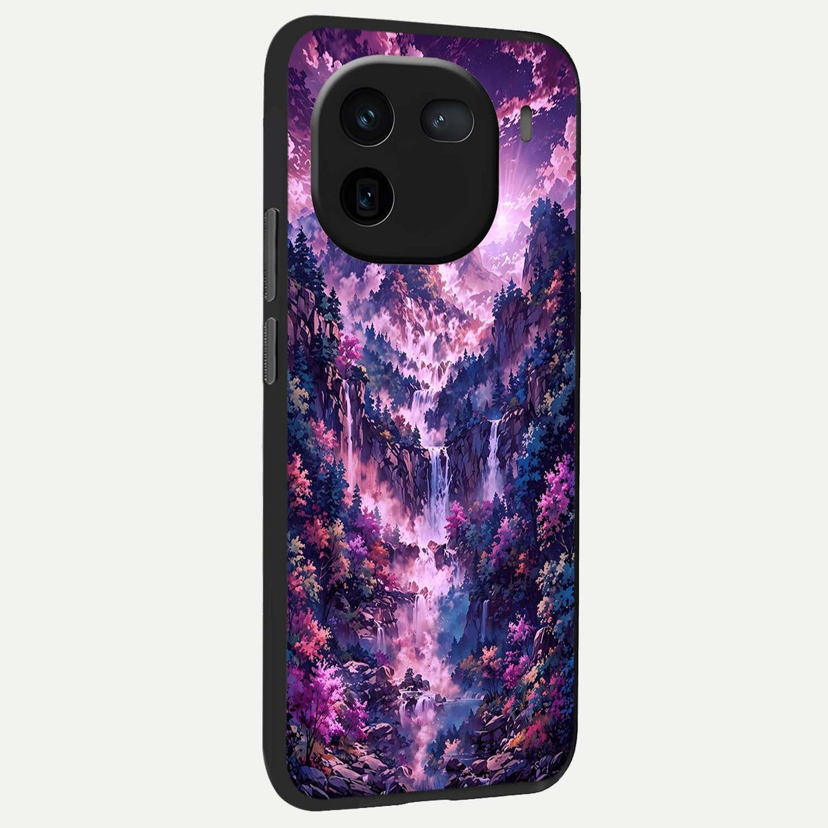  Mystic Cascade Peaks back cover For iQOO 12 5G slim fit glass case with vibrant aesthetic design